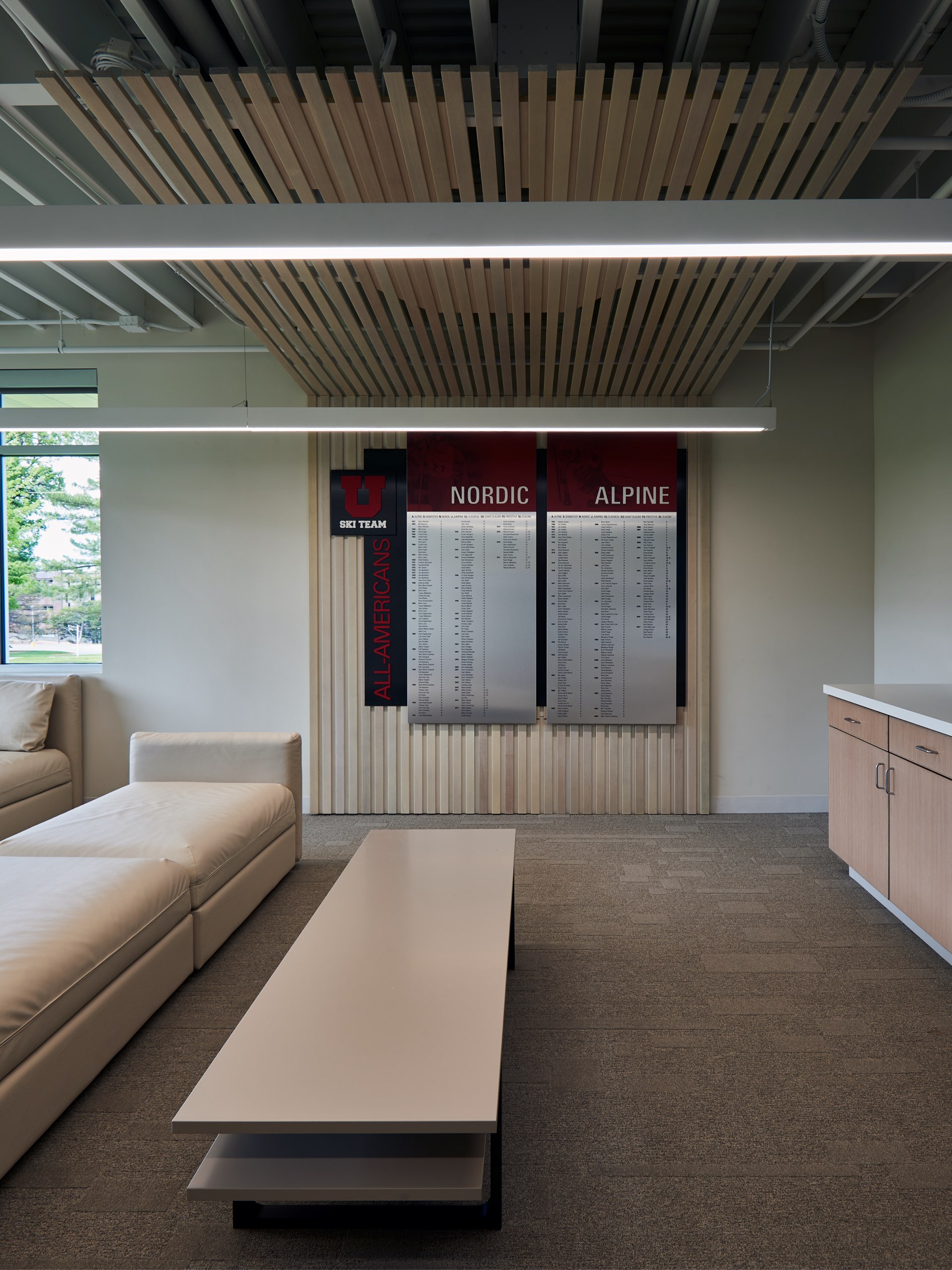 Interior, University of Utah Ski Team Building, architectural design by Elliott Workgroup